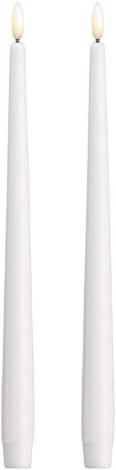 Moods & More - LED taper candle, Silk, Slim, Classic white, 2-pack, 23