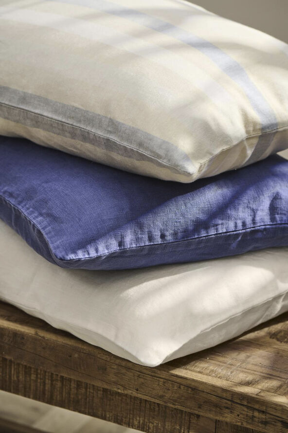 Pude natur m/hvide og lyseblå striber