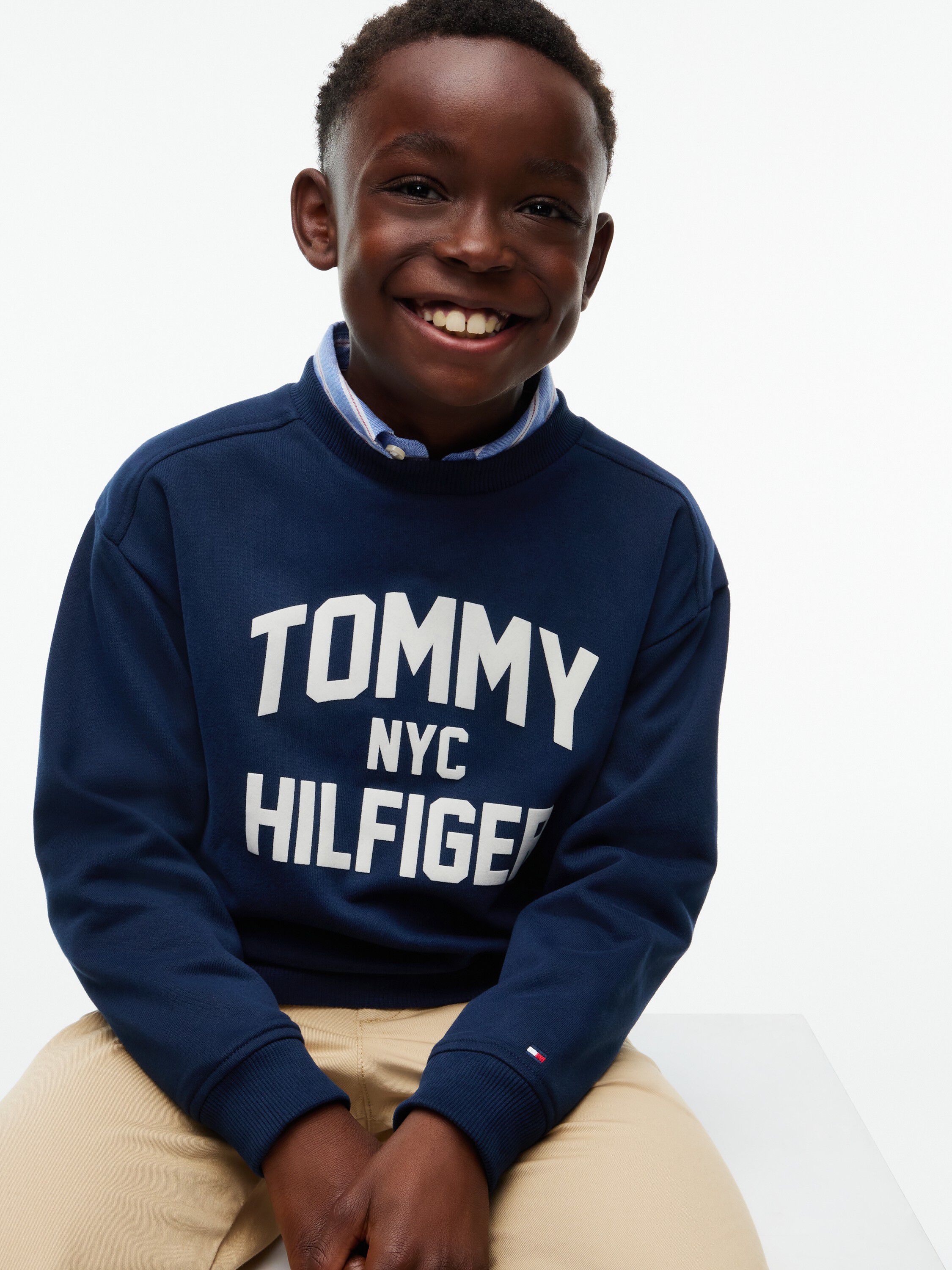 Logo Sueded Crew Neck Sweatshirt
