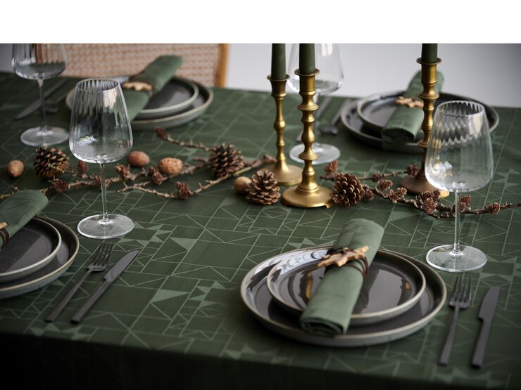 Duk 140x270 Star Damask Forest green