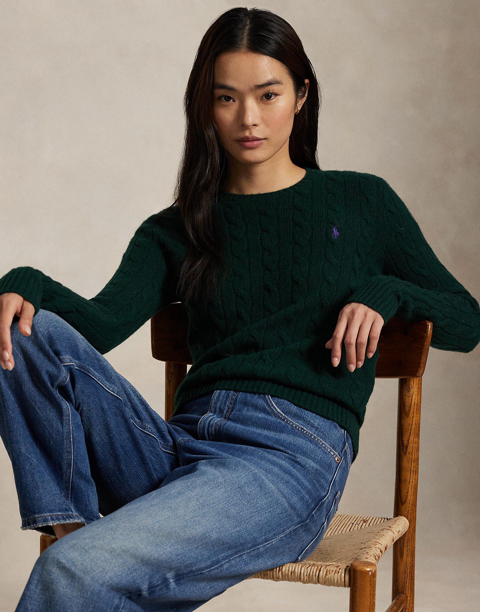 Cable Wool-Cashmere Crewneck Sweater