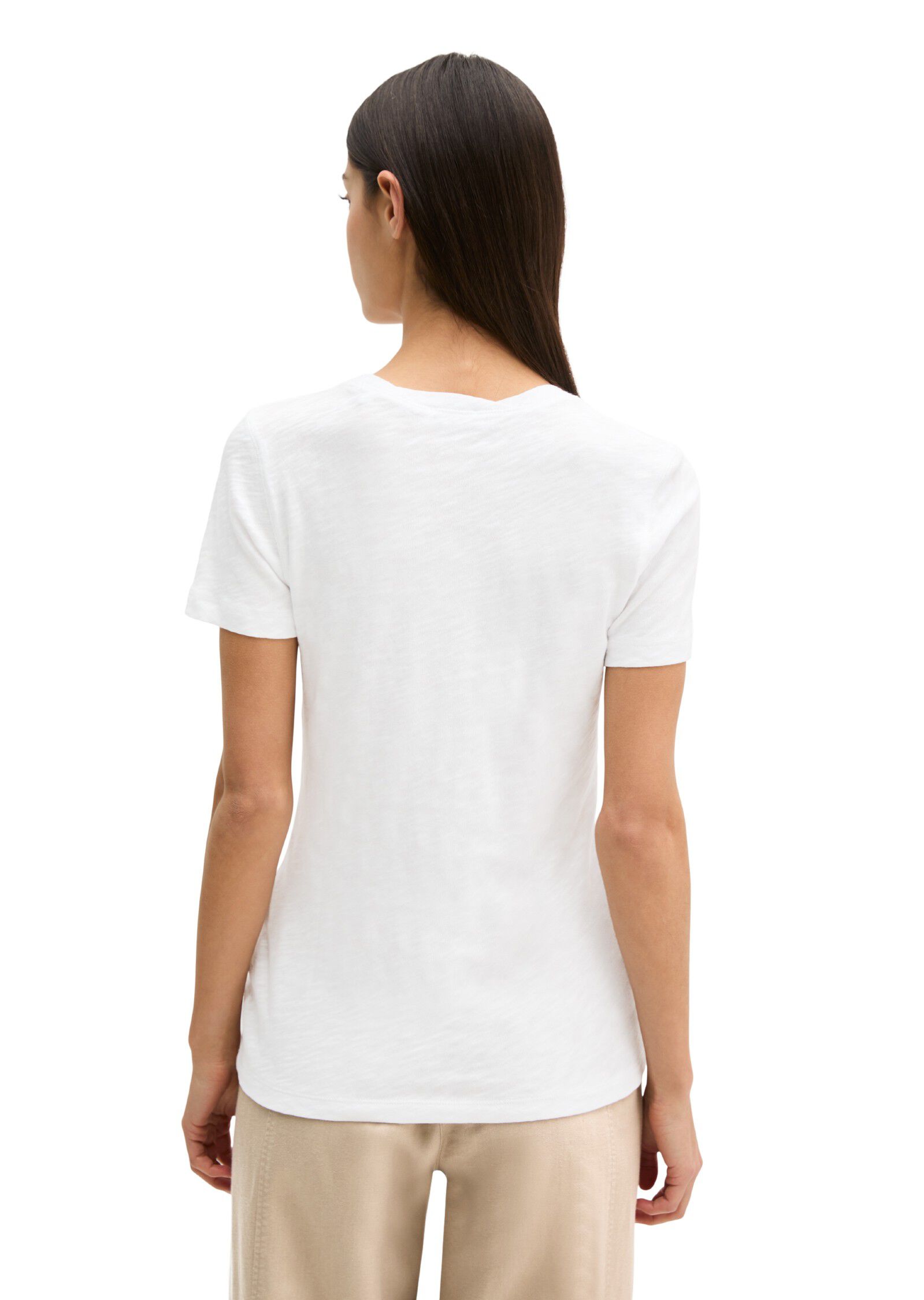 T-shirt, deep round neck twisted