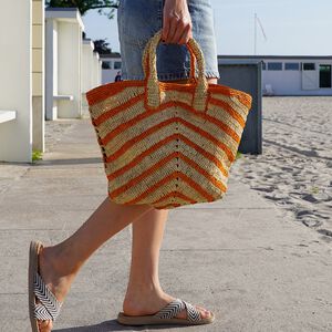 CAVONE - STRIPED RAFFIA TOTE