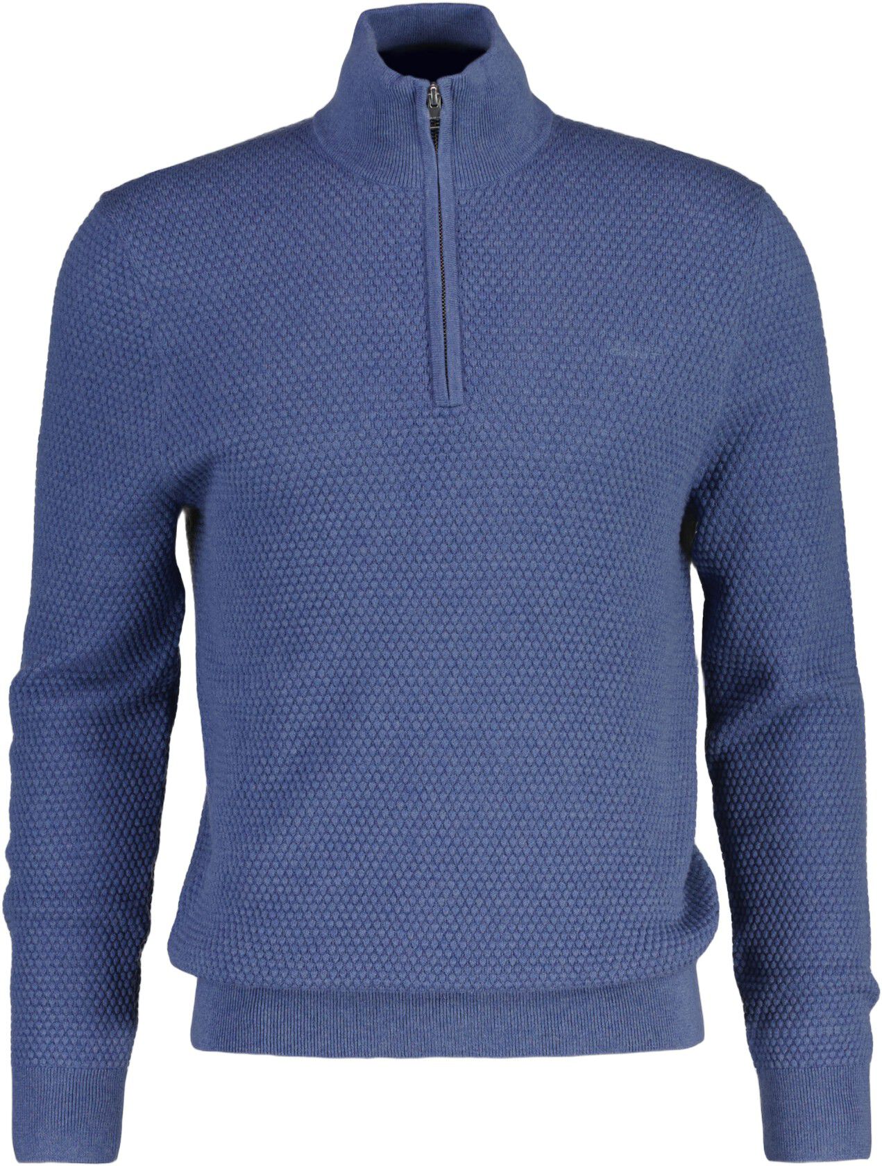 TEXTURED COTTON MERINO HALF ZIP