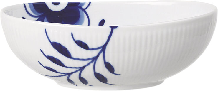 Blå Mega Riflet oval skål 37 cl