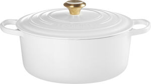 Rund støbejernsgryde 6,7L White