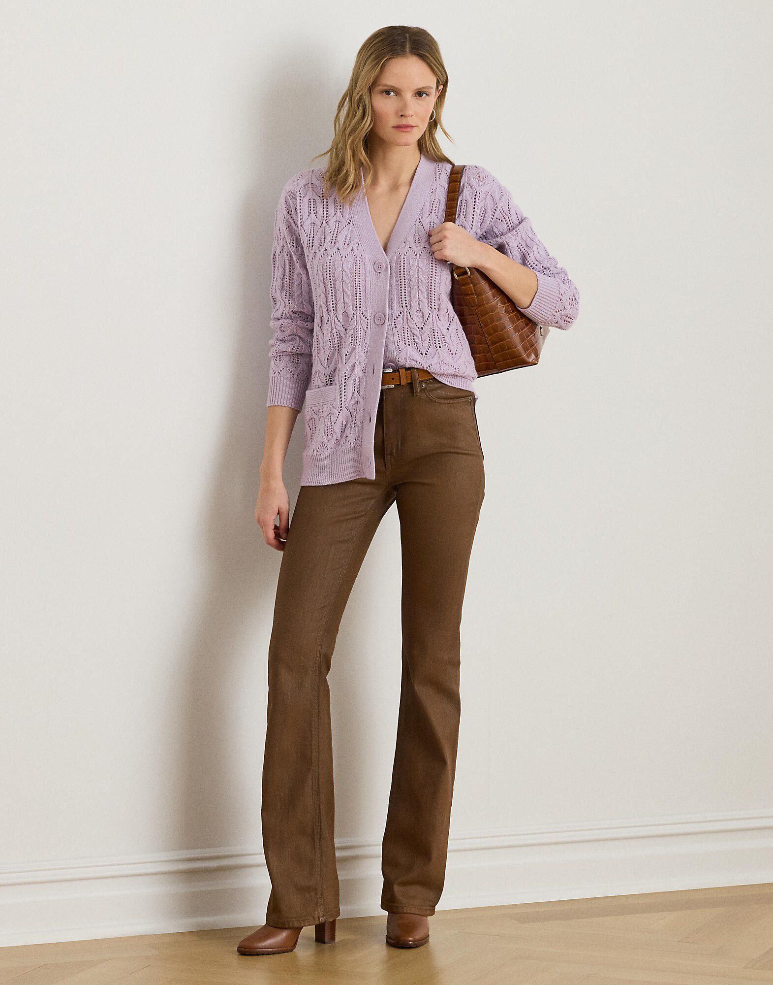 Wool-Blend V-Neck Cardigan