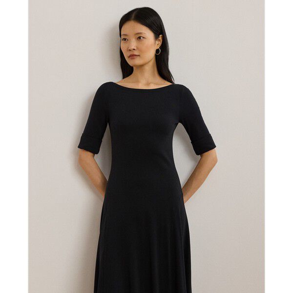 Rib-Knit Stretch Cotton Midi Dress