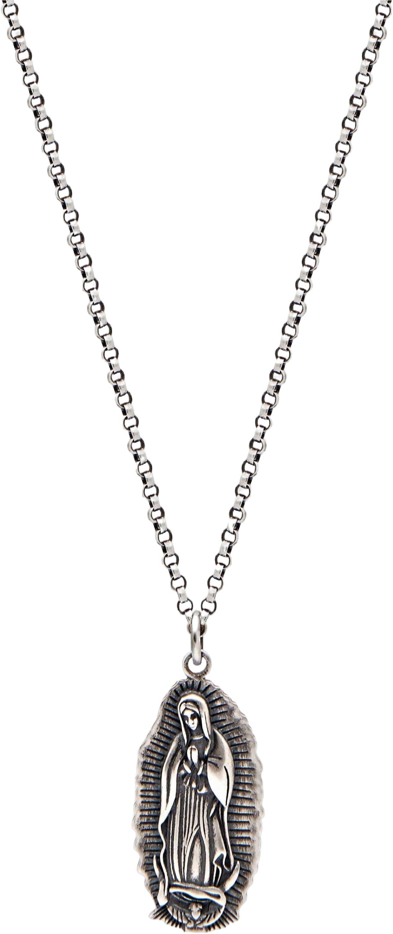 Men's Stainless Steel Necklace with Our Lady of Guadalupe Pendant