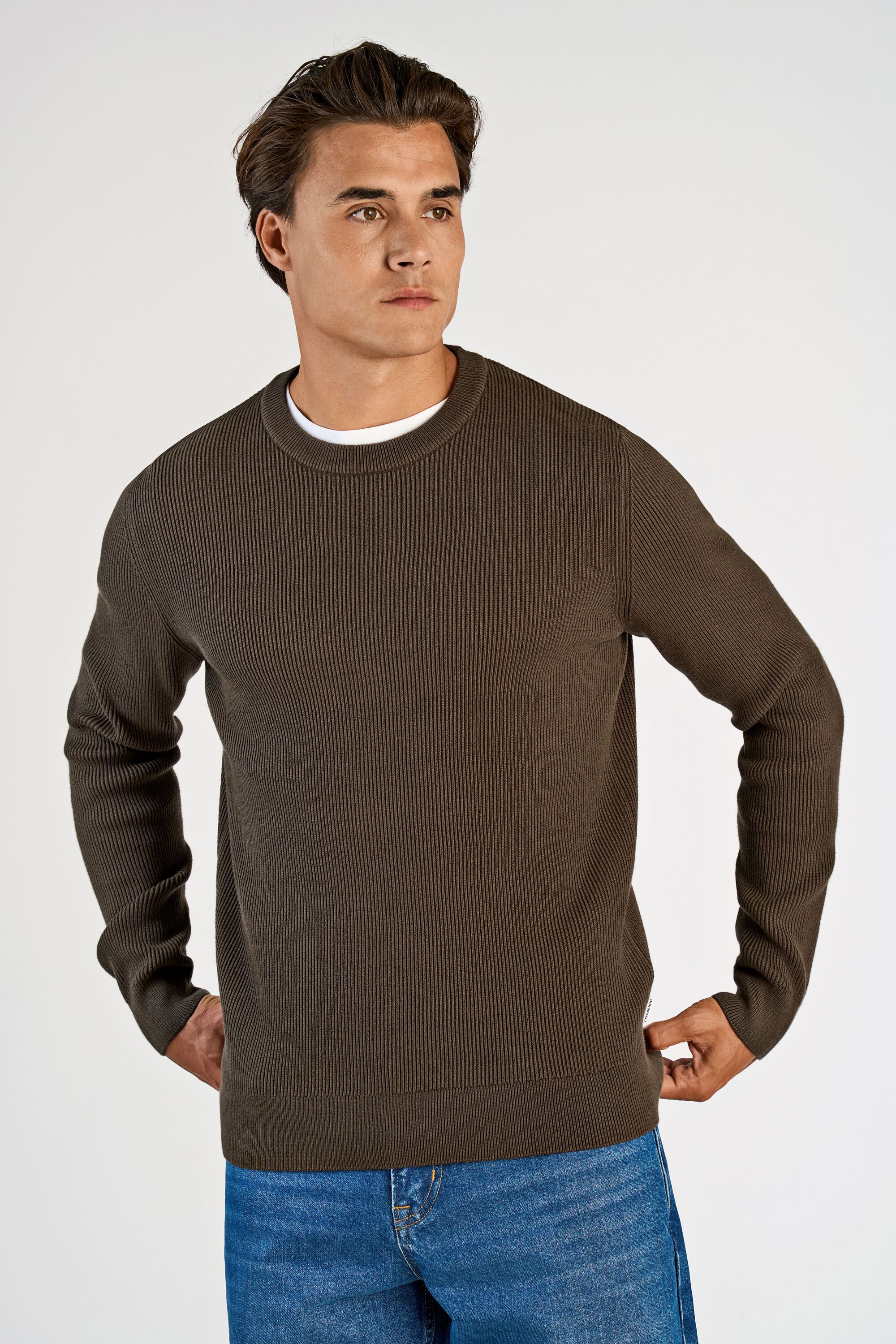 Rib knitted o-neck knit
