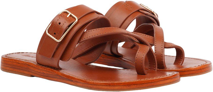 OLIO - ADJUSTABLE LEATHER SANDAL W/ LARGE BUCKLE