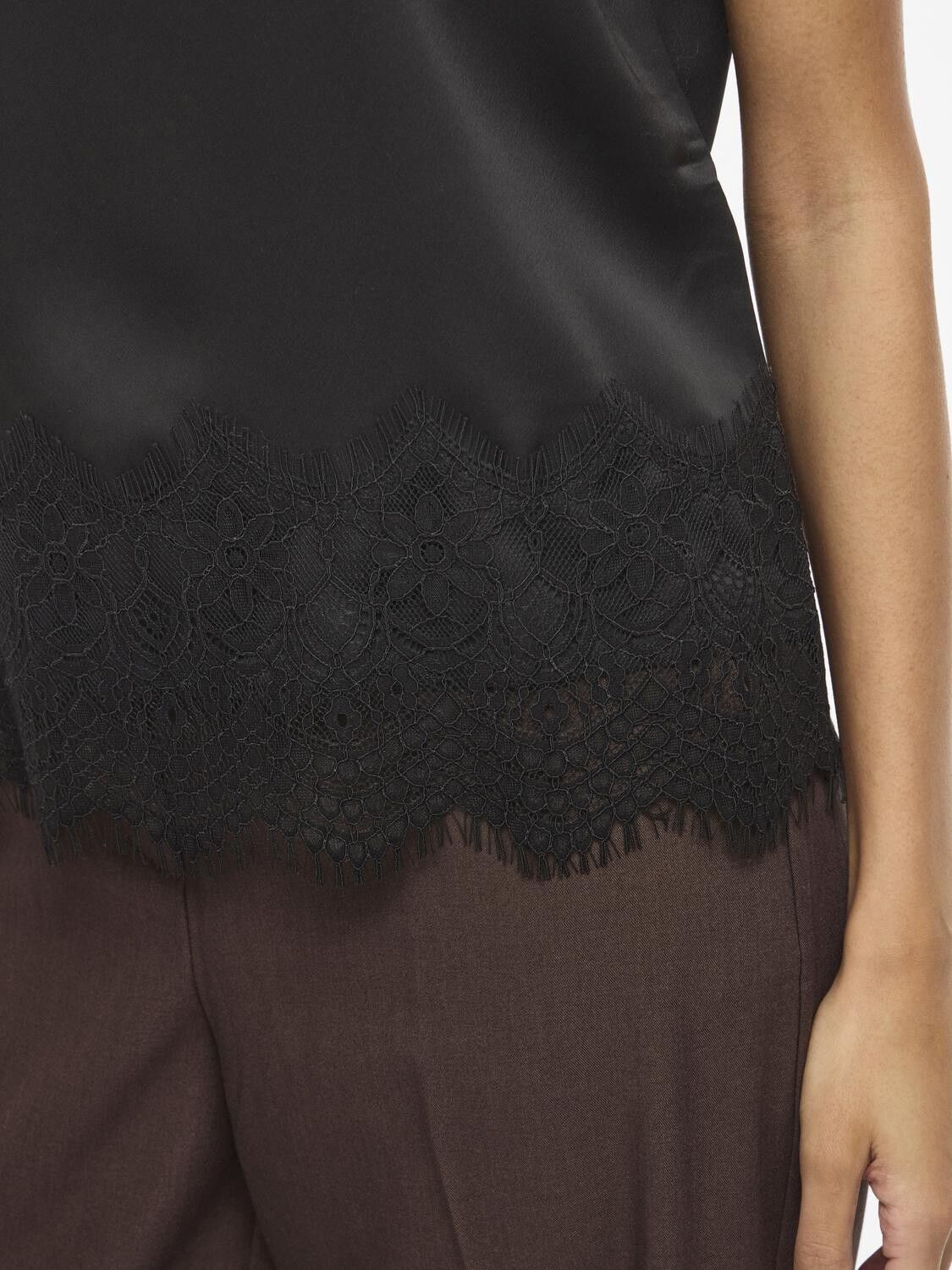 VIELLETTE S/S FULL SATIN LACE TOP -