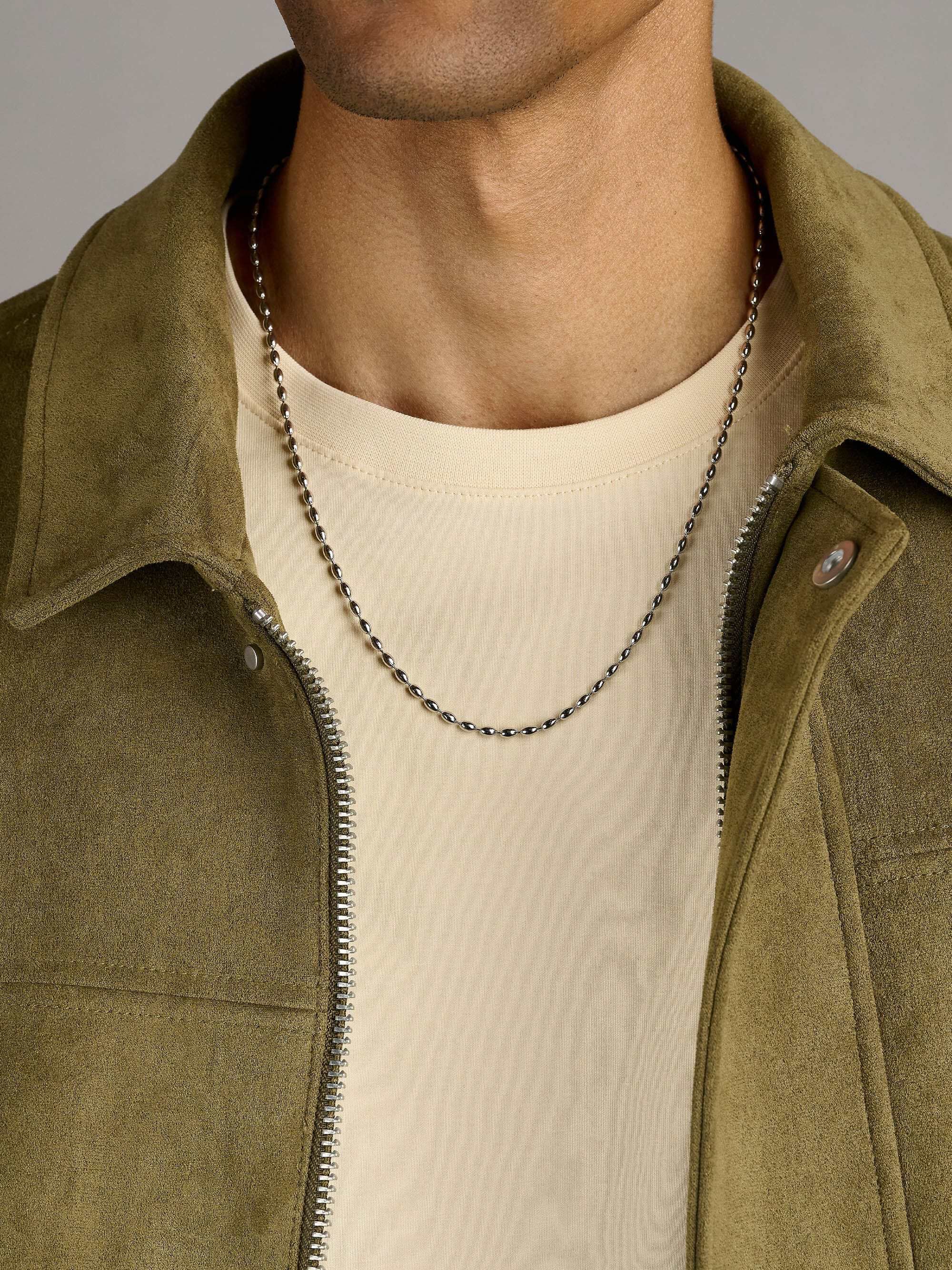 Silver Beaded Chain Necklace