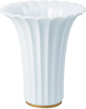 Hvid vase med guldkant, 23 cm