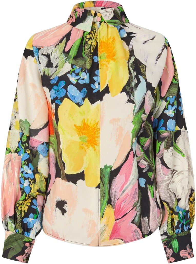 2067 Flat Textured Poly, Gathered Long Sleeve Top