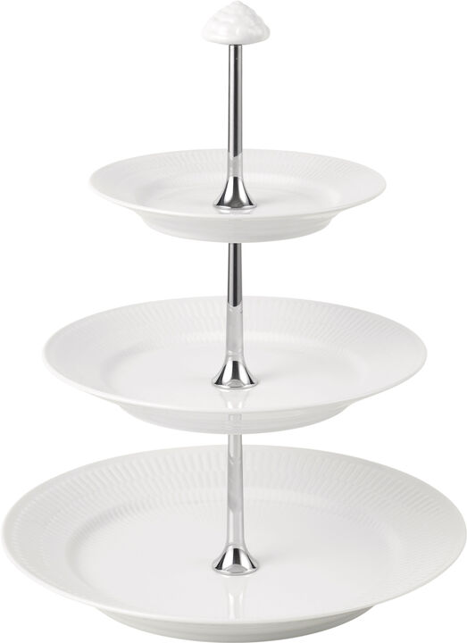 Hvid Riflet Étagère, 3 Lag