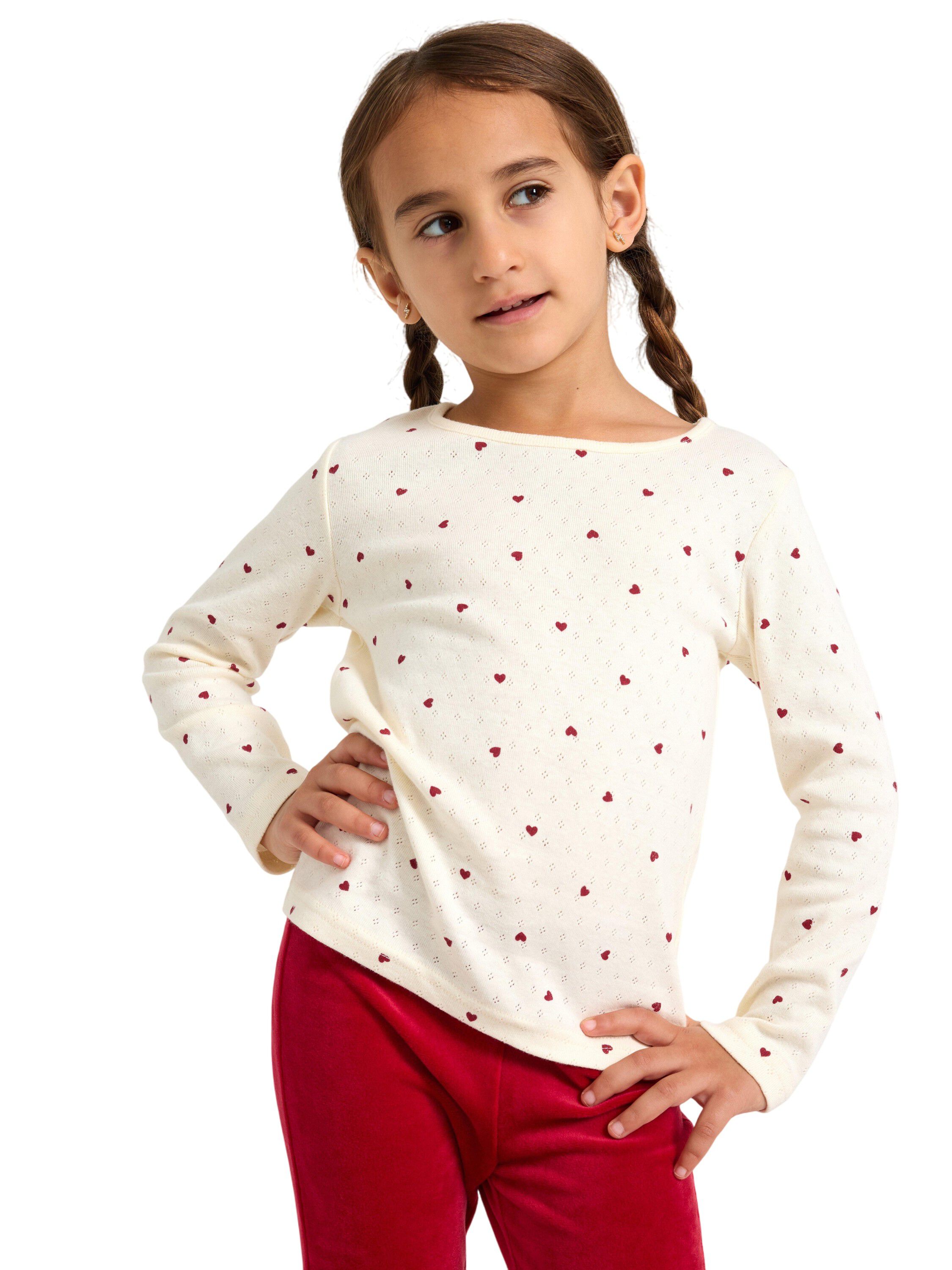 Long-sleeved top in soft cotton wit