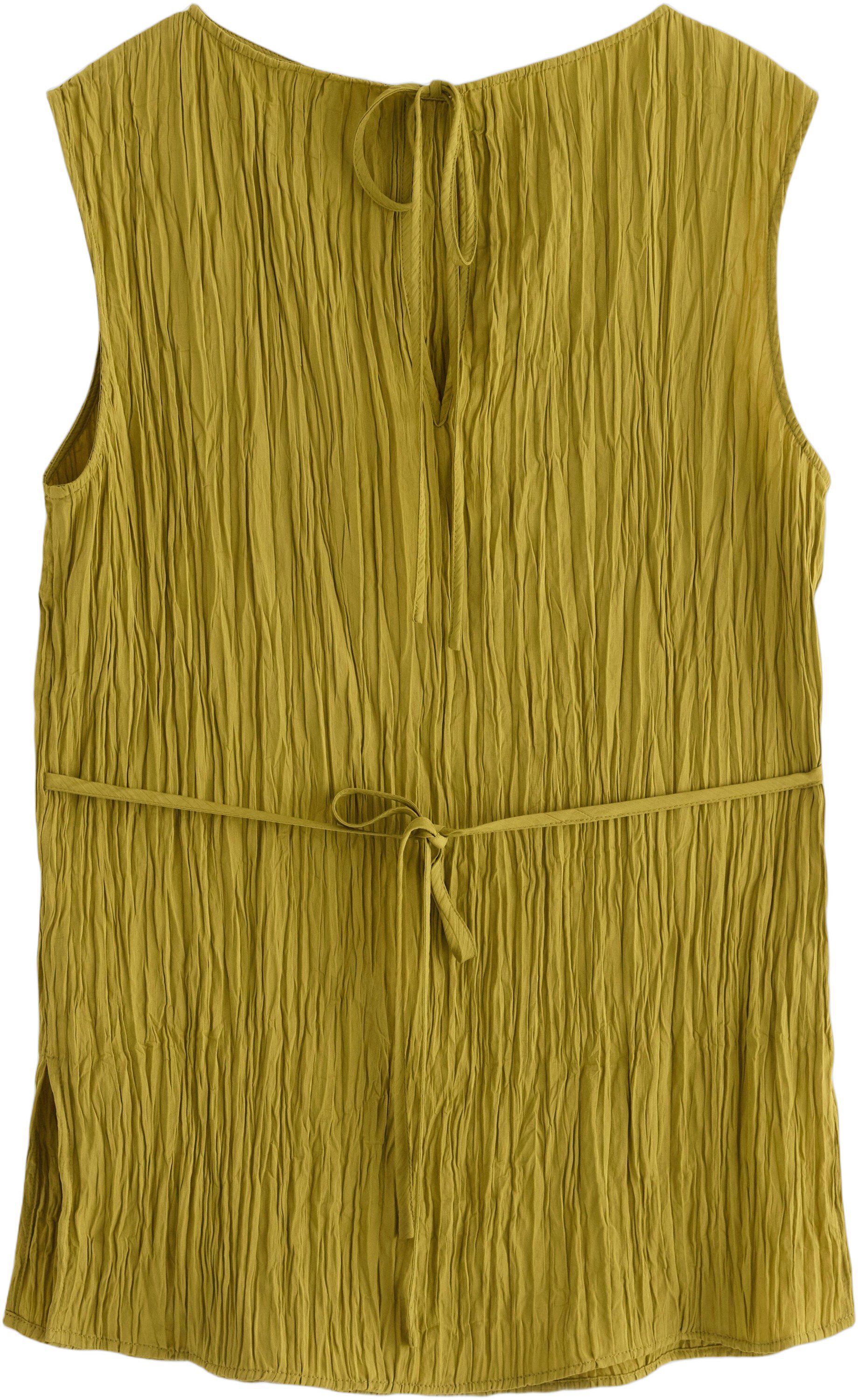 Sleeveless, crinkled blouse with bo