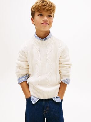 CHUNKY CABLE COTTON SWEATER