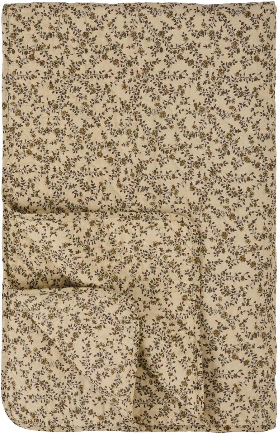 Quilt cremefarvet m/brune blomsterranker