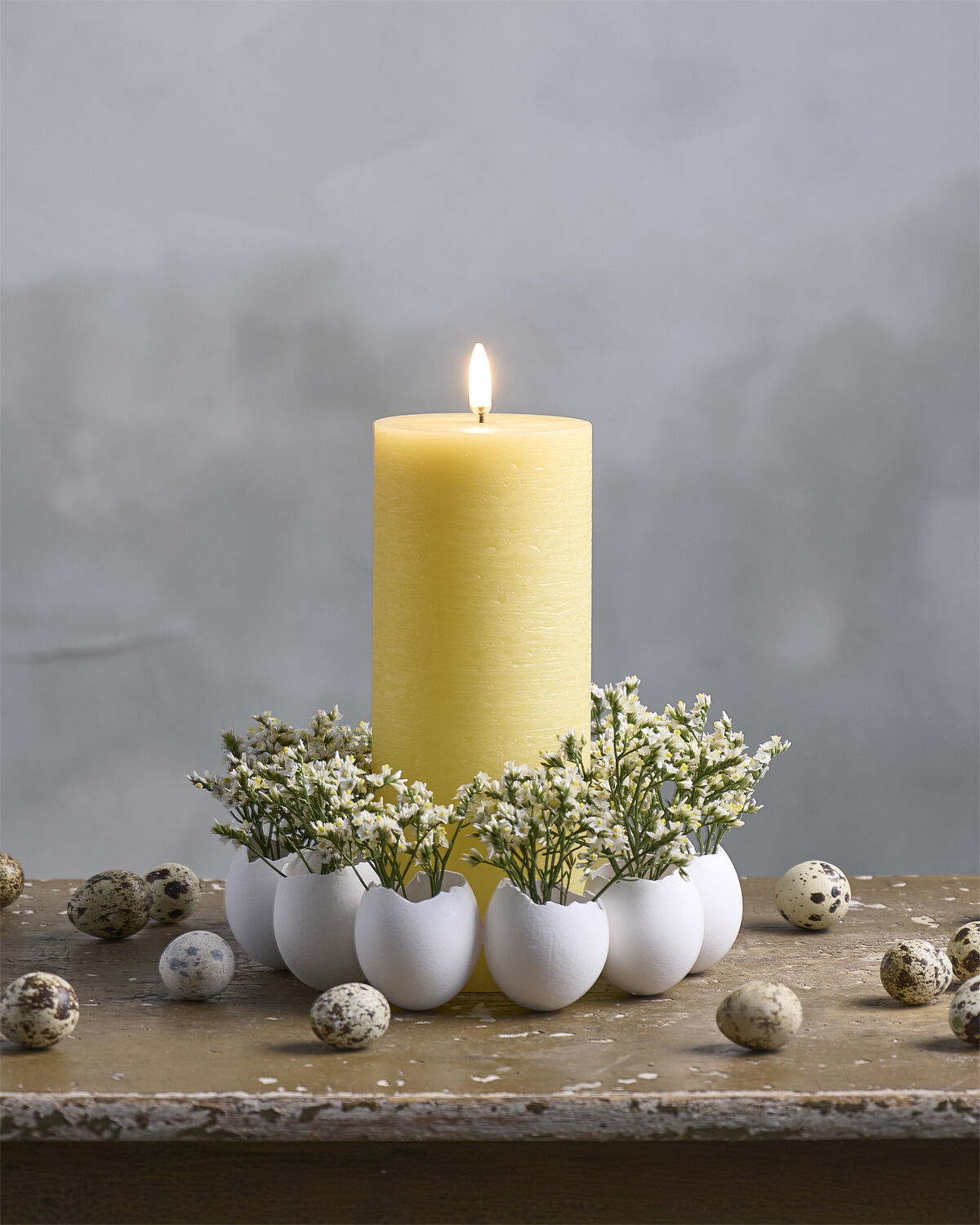 LED pillar candle, Wheat Yellow, Rustic, 7,8x20,3 cm