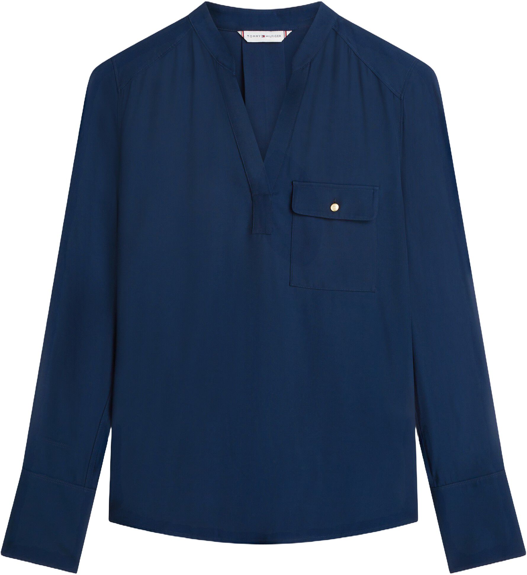 VIS TWILL V NECK BLOUSE LS