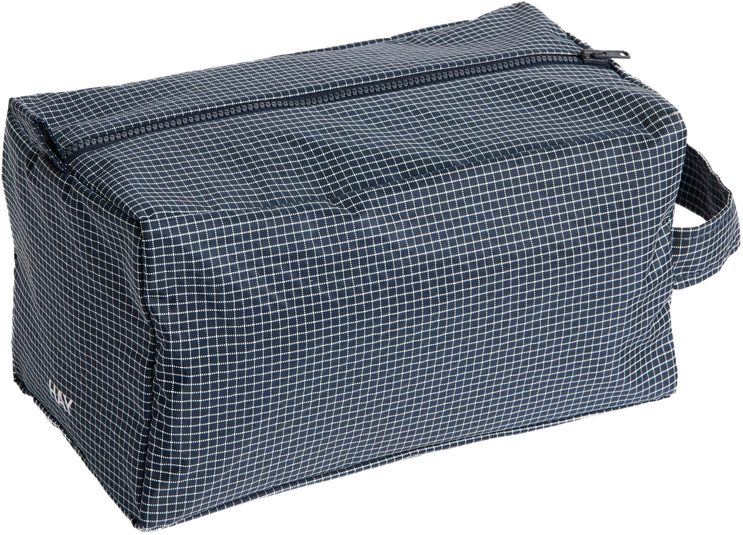 Grid Wash Bag-Medium-Dark blue