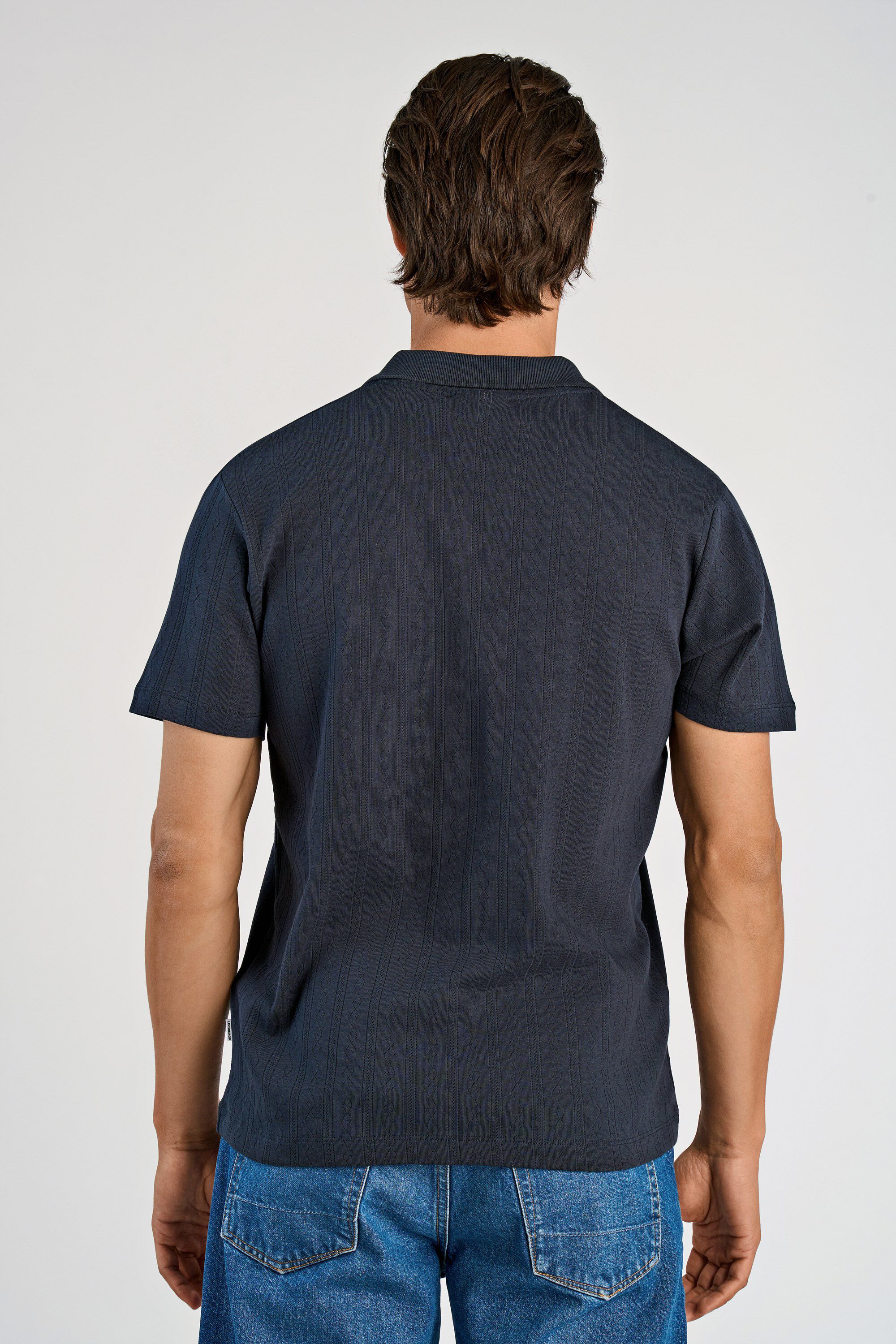 Jacquard v-neck polo S/S