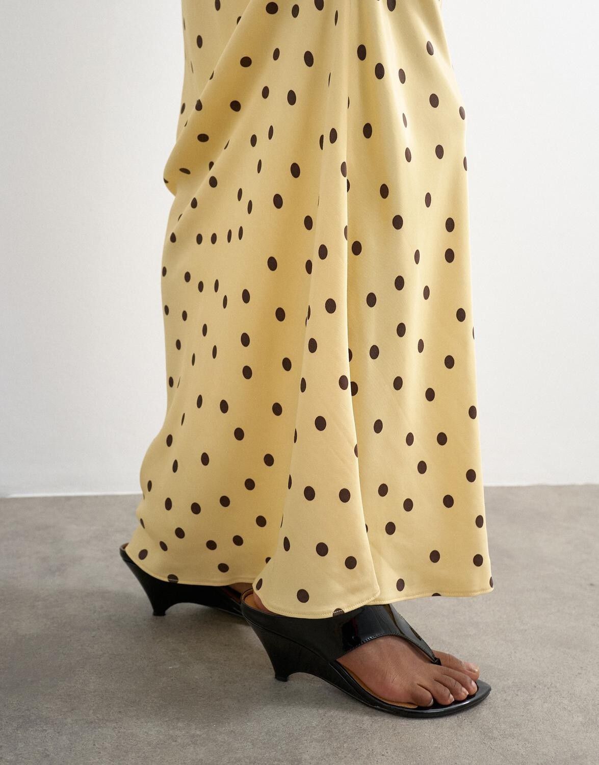 Tsmalene Polka Dot Satin Skirt Wvn