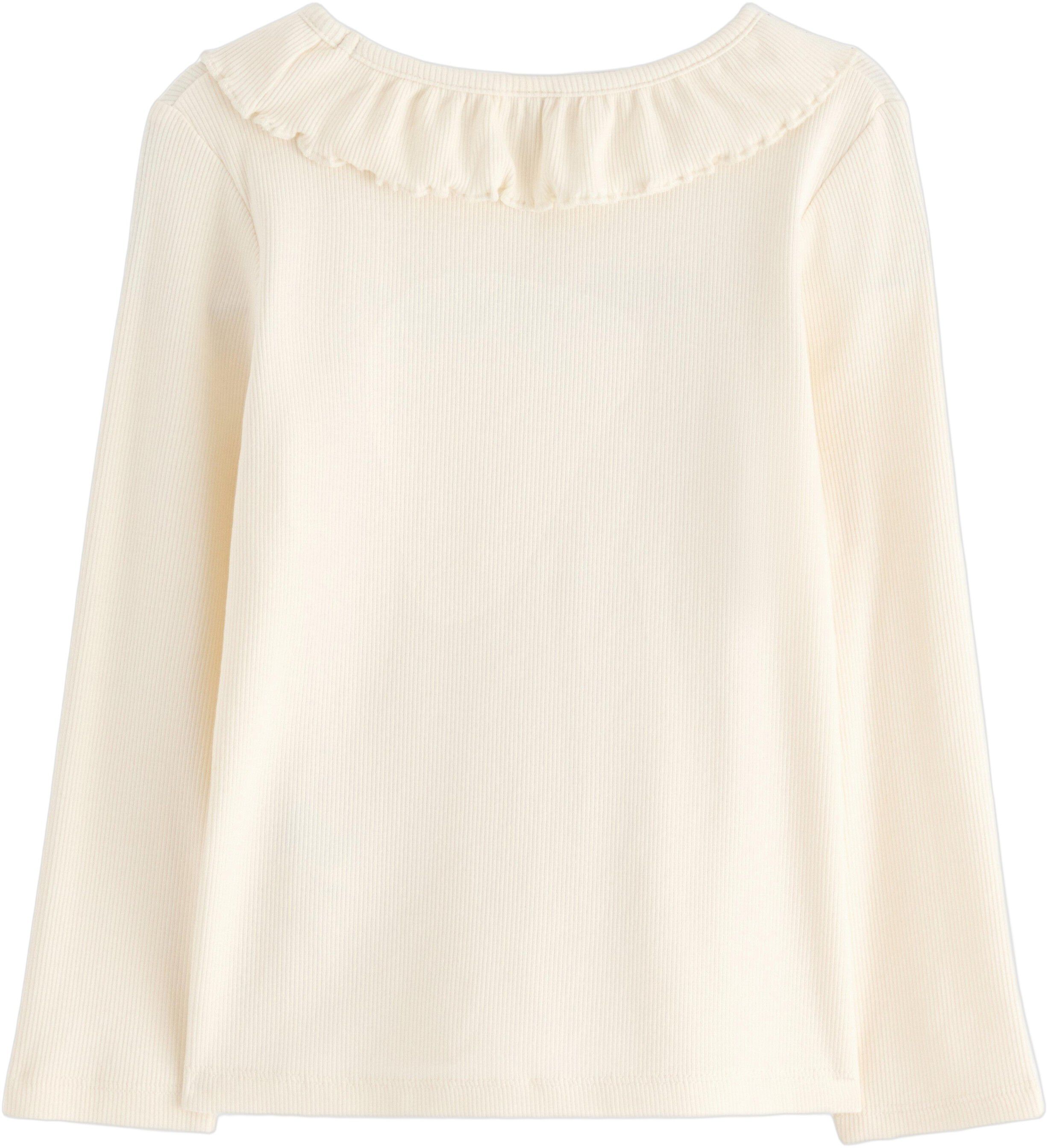 Top ls rib with frill collar