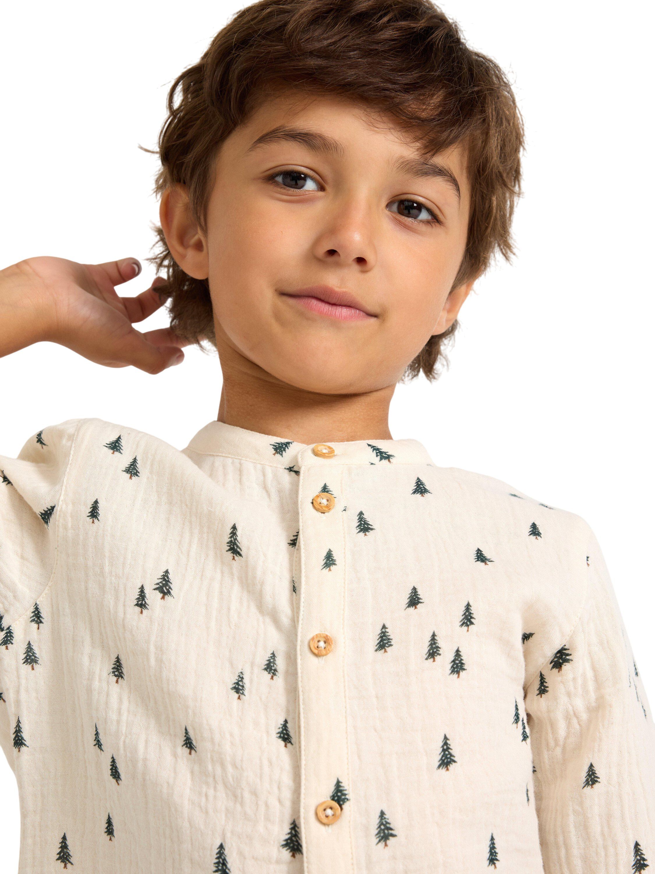 Lang&aelig;rmet skjorte i v&aelig;vet bomuld me