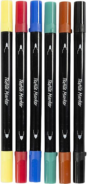 Tekstiltusch, streg 2,3+3,6, standardfarver, 6 stk.