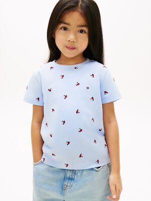 Smiley Heart Flag Print T-Shirt