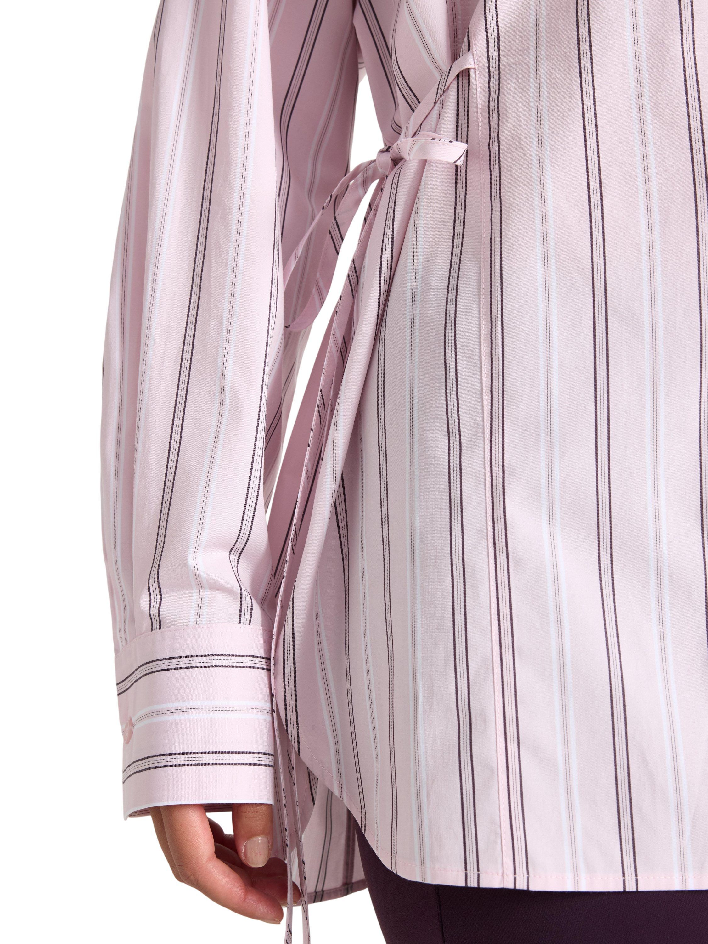 Long striped shirt with button clos