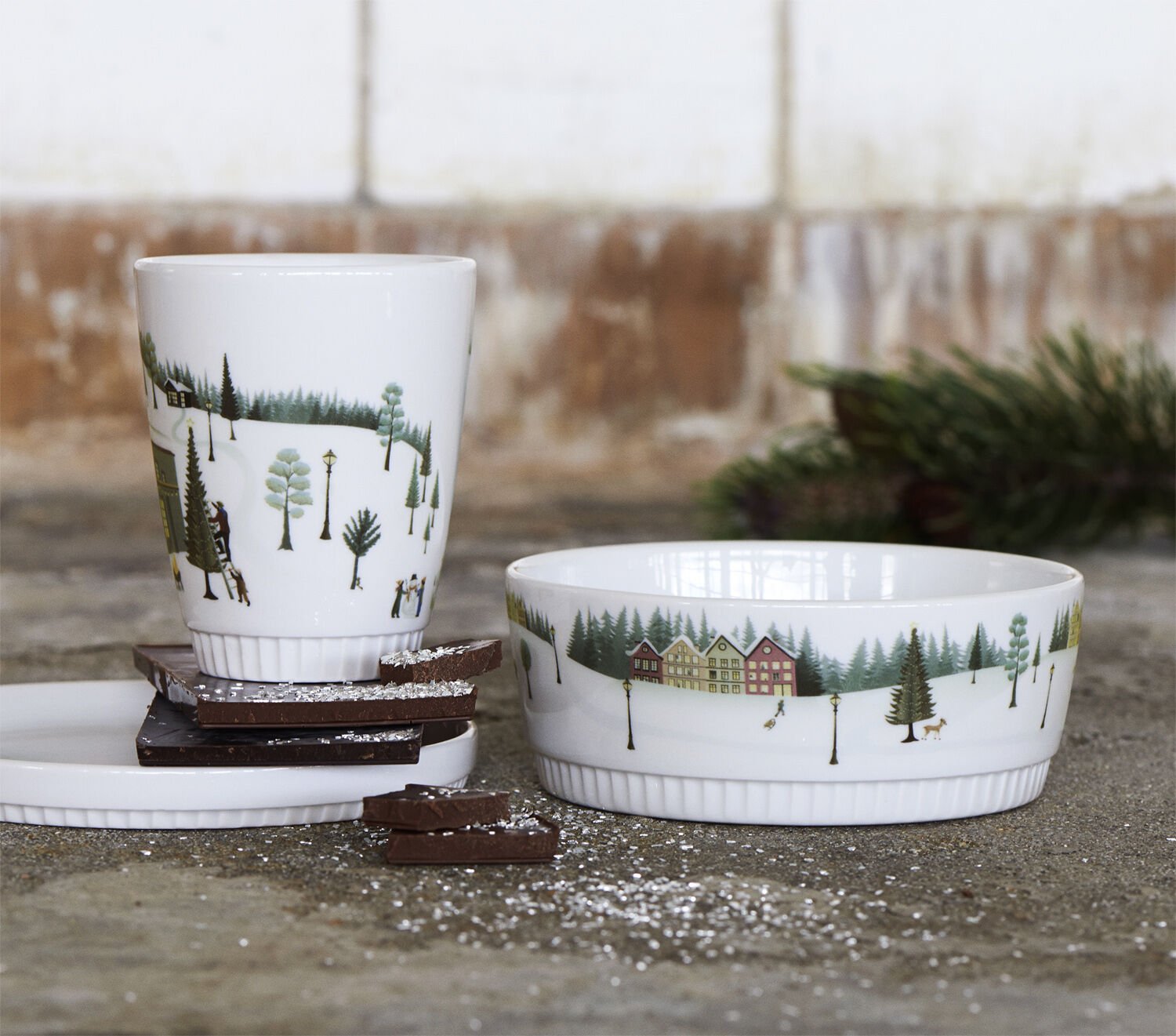 "Sk&Atilde;&yen;l rak kant Vinter 14 cm 0,5L Vit Ugnsfast porslin"