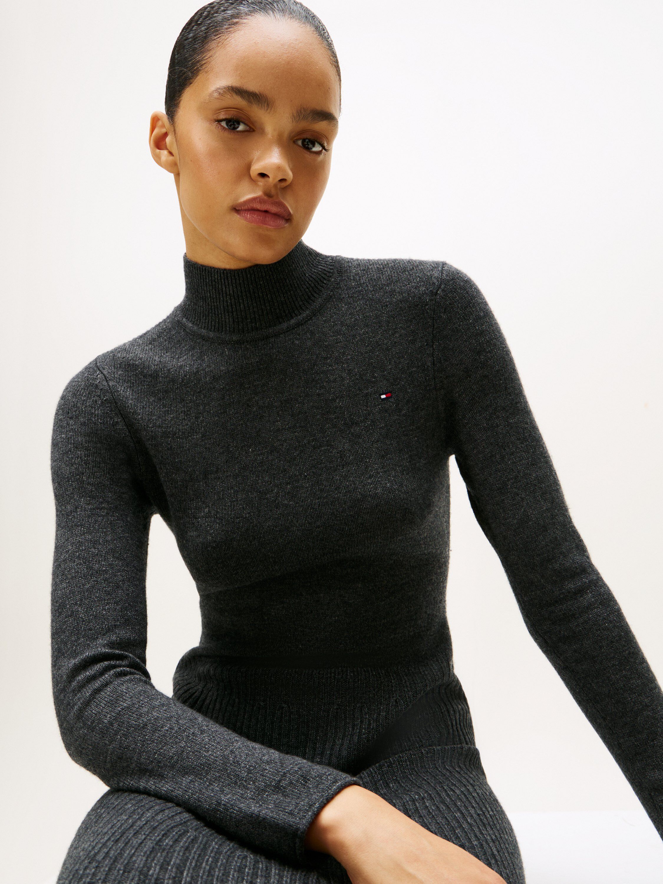 SOFT WOOL LS MOCK-NK SWT DRESS