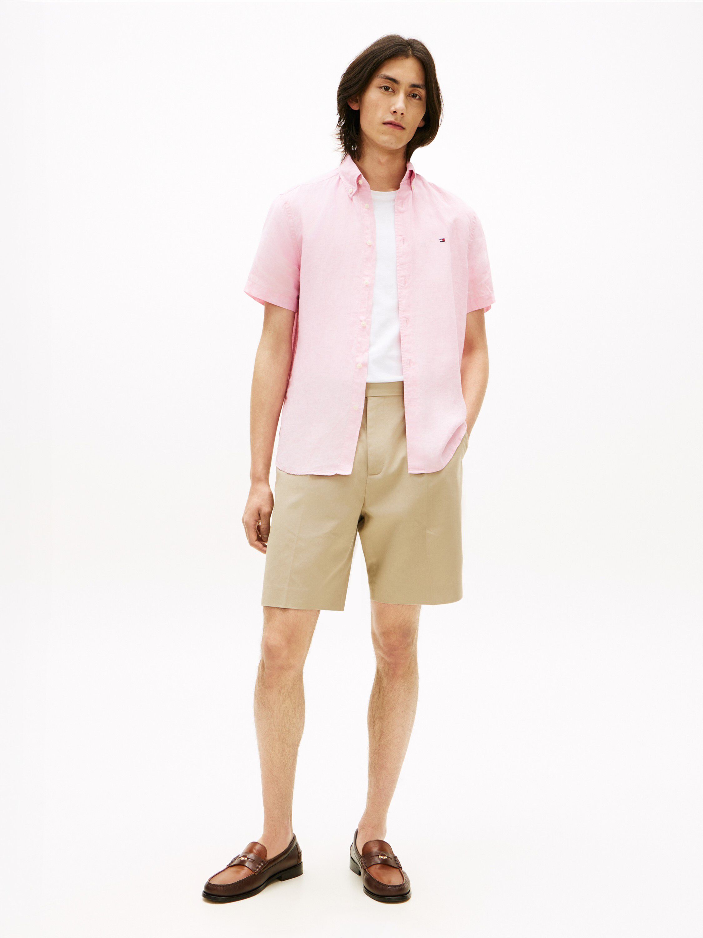 Regular Fit Washed Linen Short Sleeve Shirt