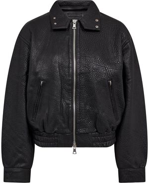 Beam Bomber Jacket Grainy Black Leather-38