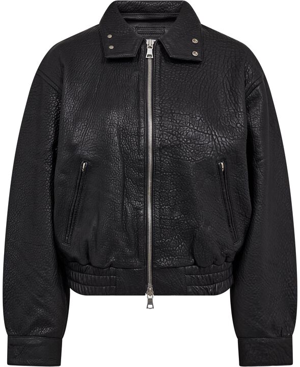 Beam Bomber Jacket Grainy Black Leather-38