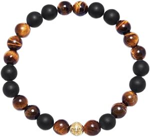 Men's Wristband with Matte Onyx and Brown Tiger Eye