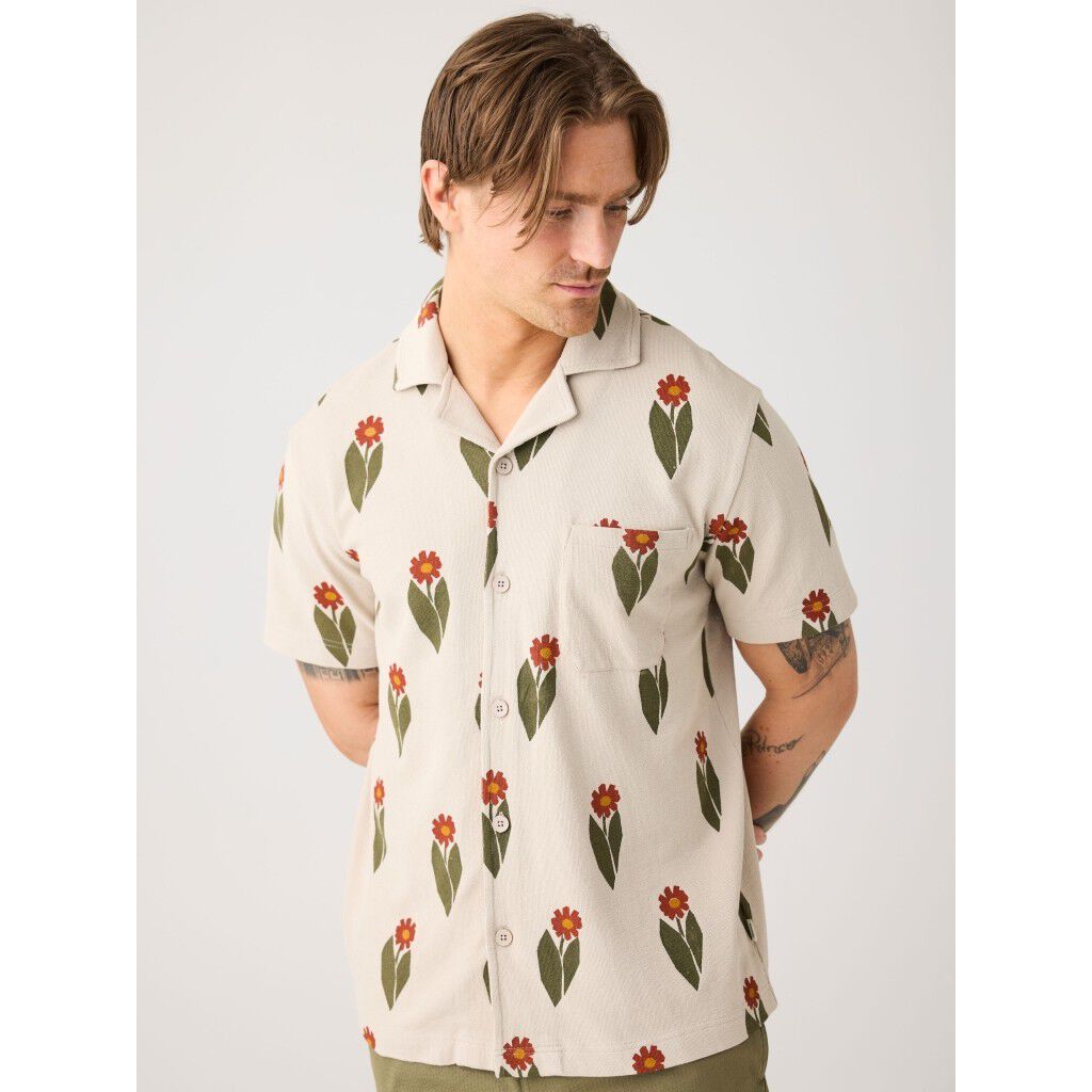 Boucl&eacute; print short sleeve shirt