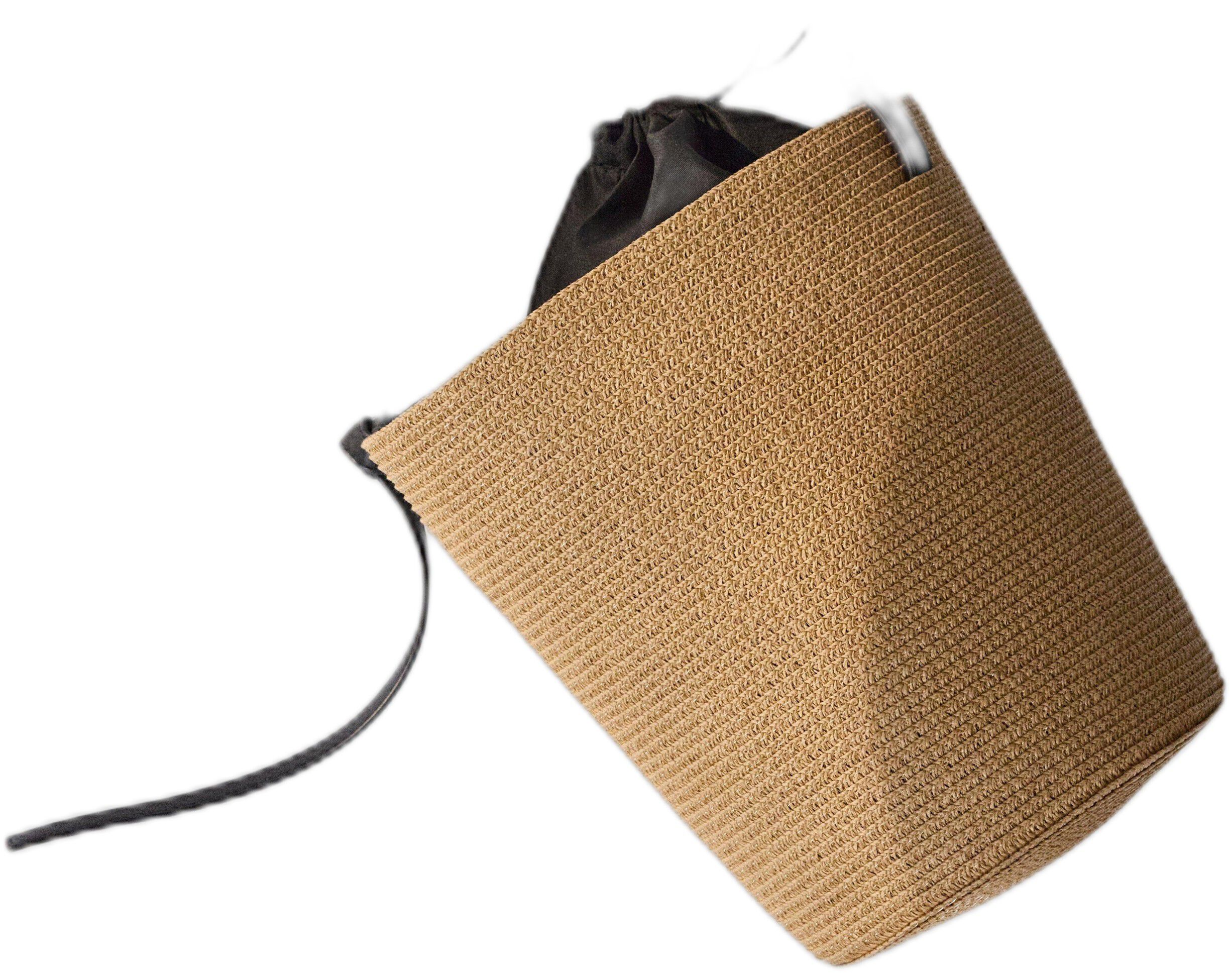 Straw bag with a removable cloth ba