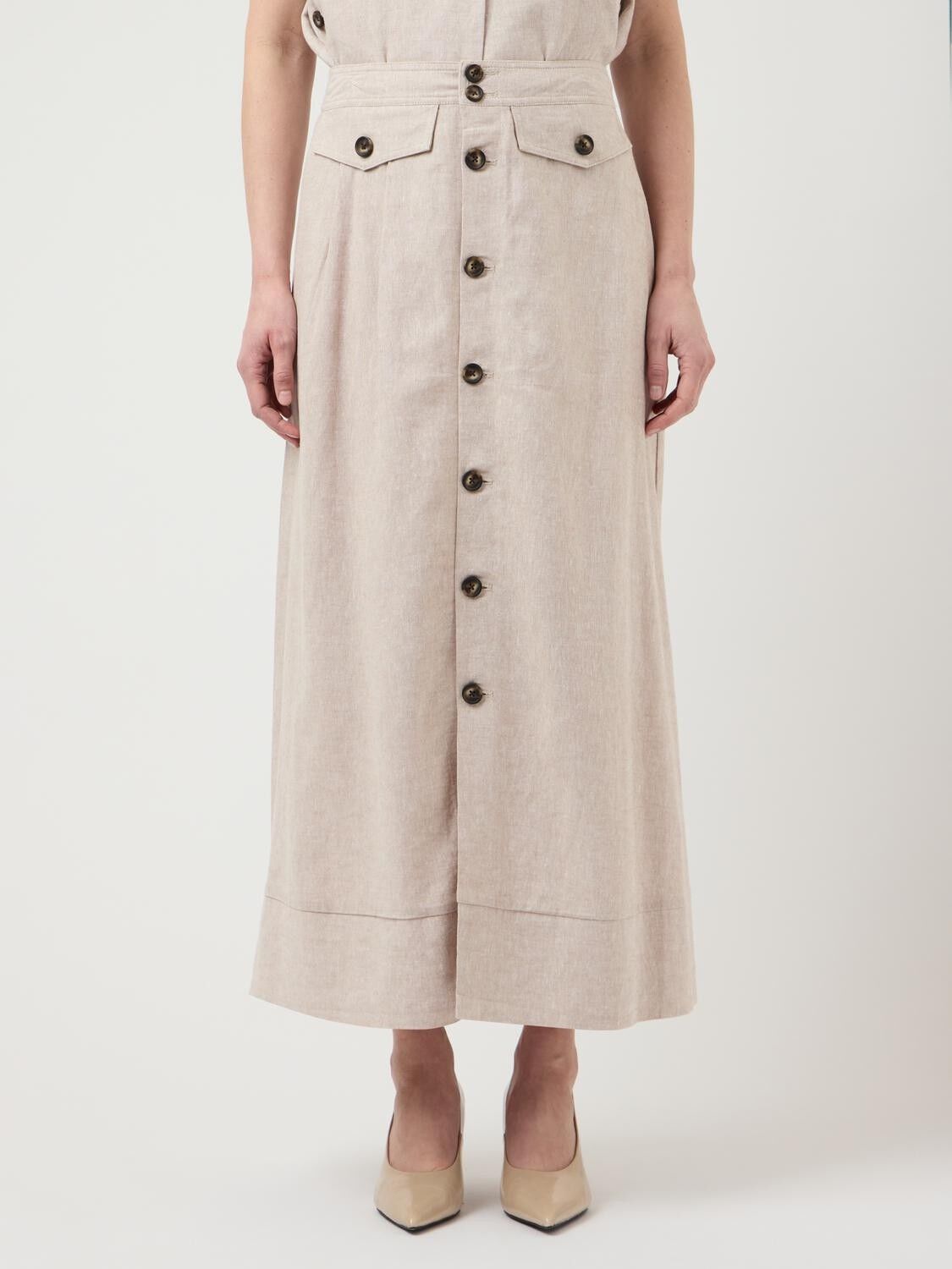 Yasusuma Hw Linen Blend Long Skirt