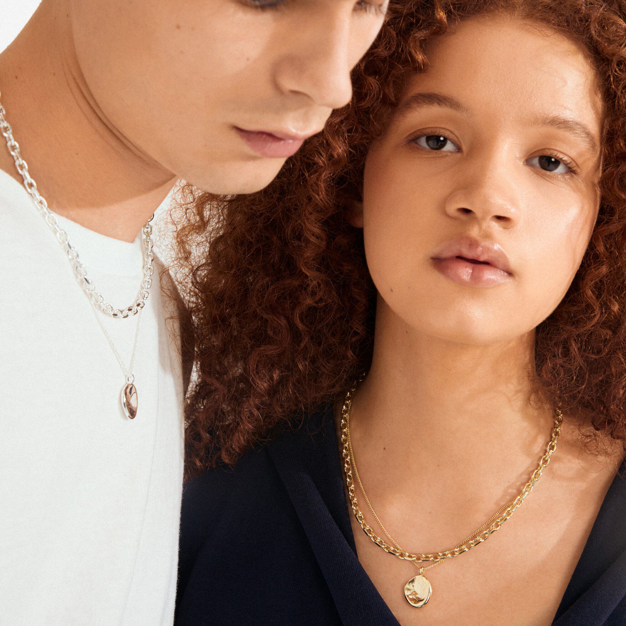 SPARKLE halsk&aelig;de, 2-i-&eacute;t s&aelig;t, s&oslash;lvbelagt