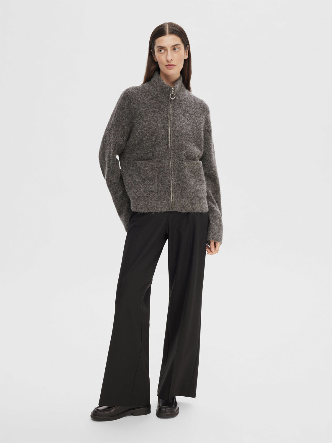 Slfsia Ras Ls Knit Zipper Cardigan Noos