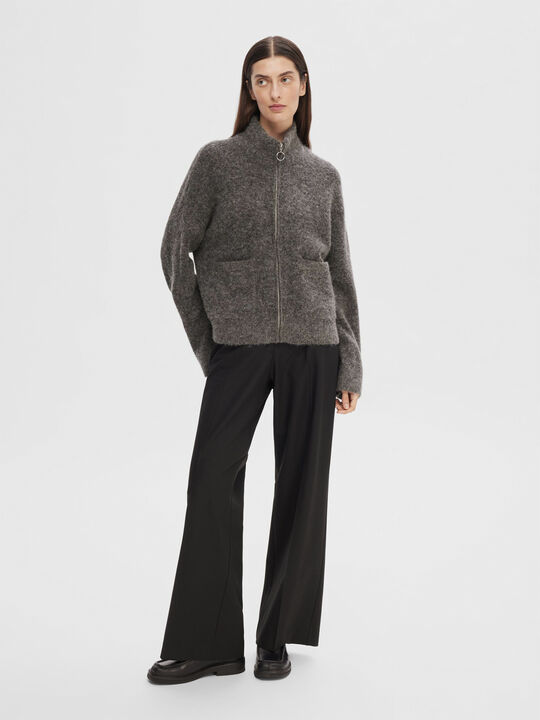 SLFSIA RAS LS ALPACA BLEND KNIT ZIPPER CARDIGAN