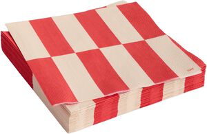 Pattern Napkins-Set of 20 Lunch-Off-white and red