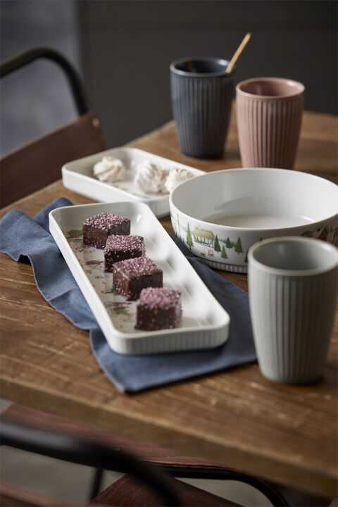 "Skål låg nr. 4 Vinter 1,2 liter 20 cm Vit Ugnsfast porslin"