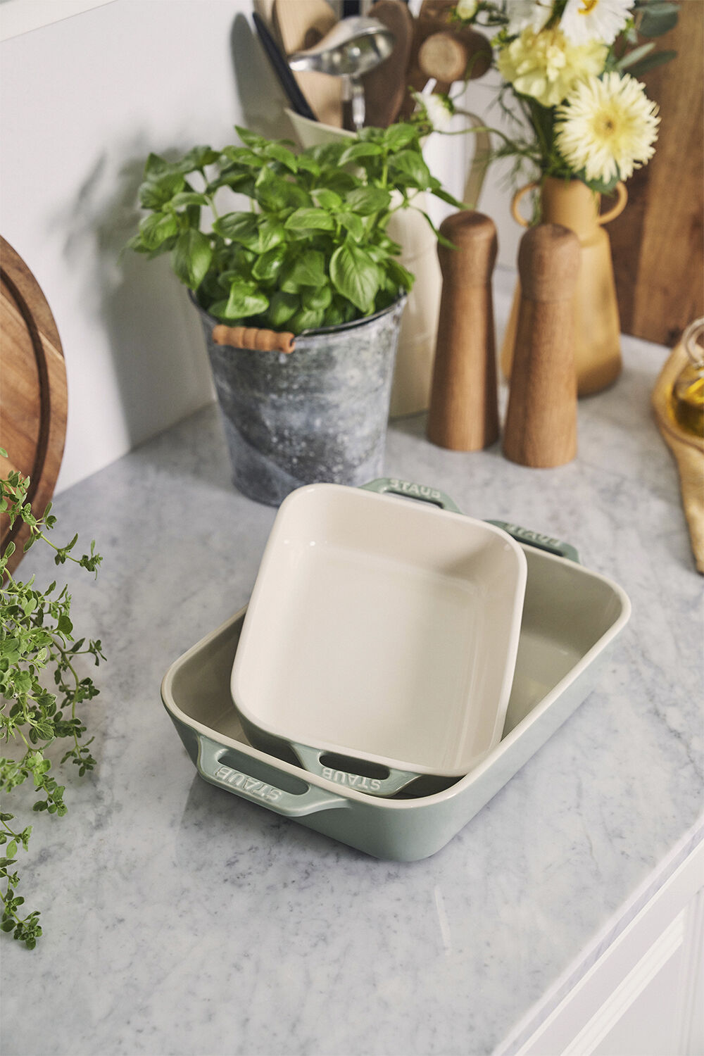 Ceramique Ovnfad s&aelig;t 2 Eukalyptus rekt