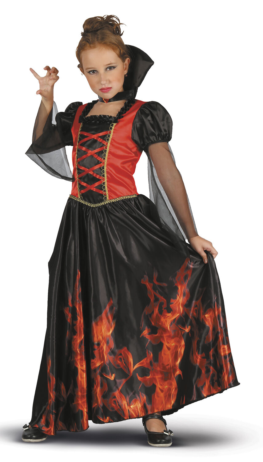 Flammevampyrkjole med stor krave